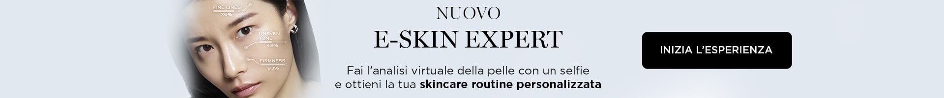Immagine promozionale di E-SKIN EXPERT, analisi della pelle tramite selfie per una routine skincare personalizzata.